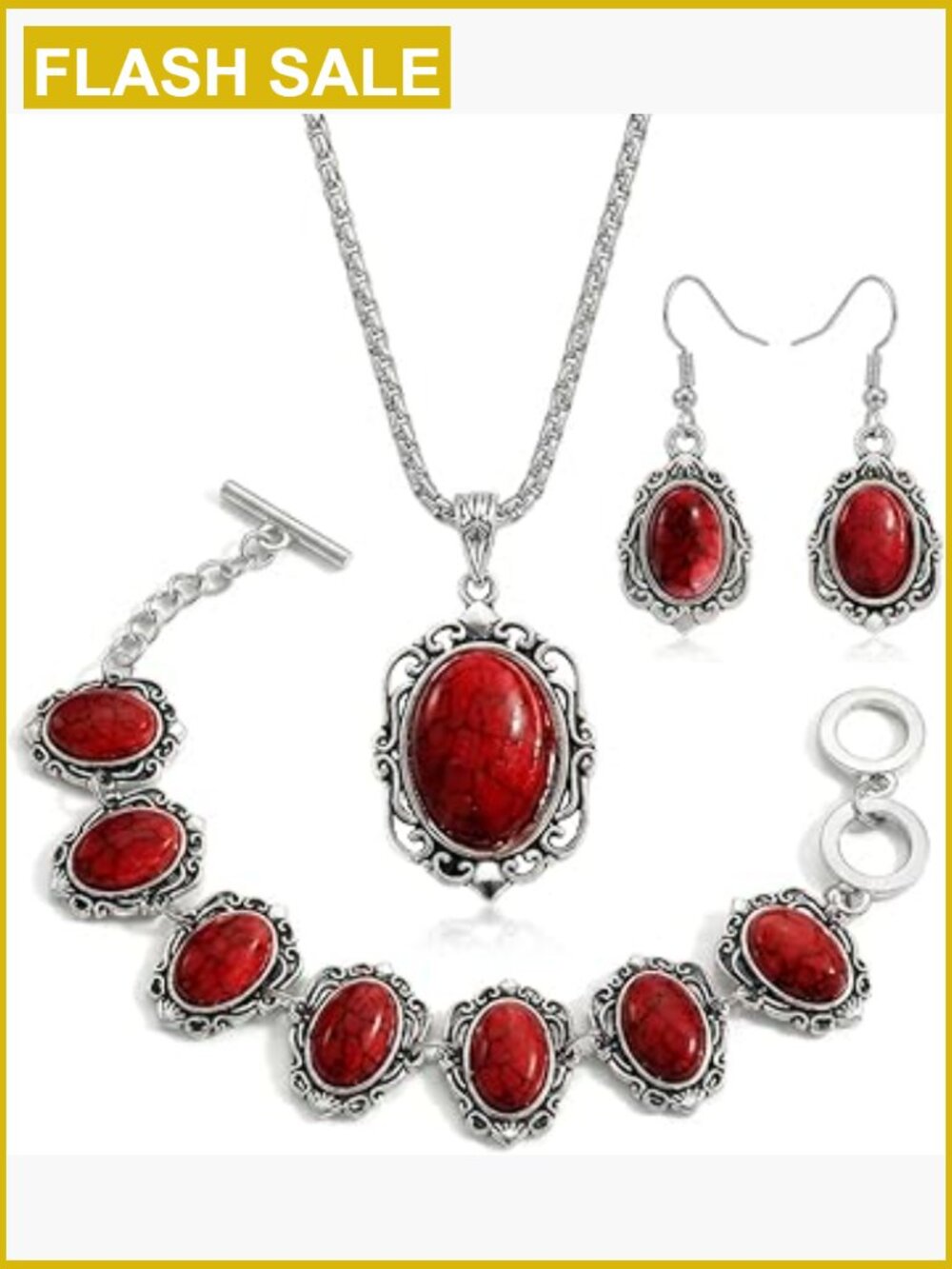 Vintage Southwestern 3-Piece Jewelry Set with Necklace Bracelet Earrings